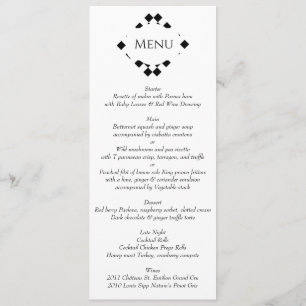 Black and White Sophisticated Wedding  Menu