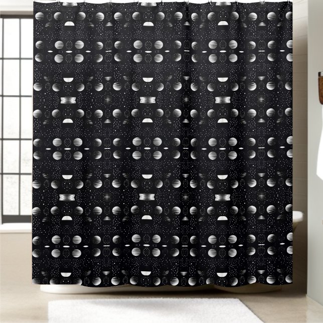 Black and White Space Circle Style 2  Shower Curtain (Creator Uploaded)