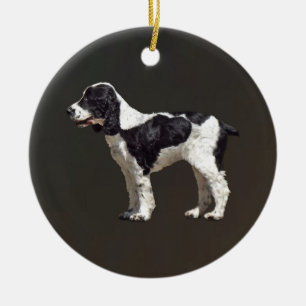 Black and White Spaniel Ceramic Tree Decoration