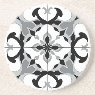 Black and White Spanish Style Tile Coaster