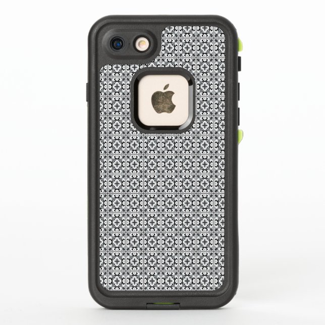 Black and White Spanish Style Tile LifeProof iPhone Case (Back)