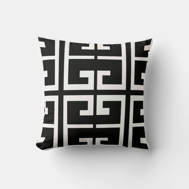 Black and White Spanish Tile Cushion (Front)