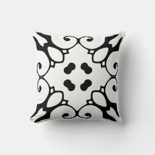 black and white spanish tile pillow