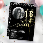 Black And White Sparkler Sweet 16 Birthday Photo<br><div class="desc">Invite your friends and family to a dazzling Sweet 16 celebration with this shimmering foil invitation. Featuring a playful pattern of black and white dots and sparkling sparklers, this design also includes a special space for a photo of the birthday girl. The perfect way to set the tone for a...</div>