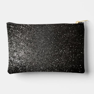 Black and White Sparkly Glitter Goth Glam Luxury Accessory Pouch