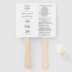 Black and White Special Date Wedding Program Hand Fan