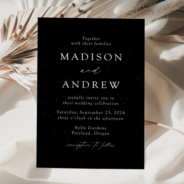 Black and White Speckled Modern Elegance Wedding Invitation (Creator Uploaded)