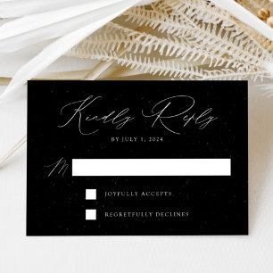 Black and White Speckled Modern Elegance Wedding RSVP Card