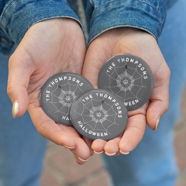 Black and White Spider Web Halloween Custom 7.5 Cm Round Badge (Halloween spider web custom buttons)