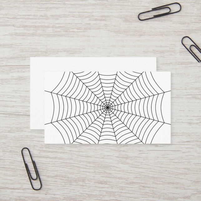 Black and White spider web Halloween pattern Business Card (Front/Back In Situ)