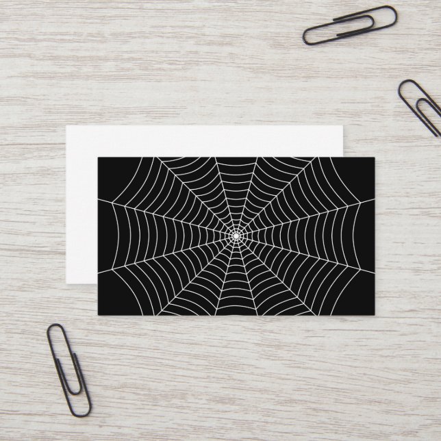 Black and White spider web Halloween pattern Business Card (Front/Back In Situ)