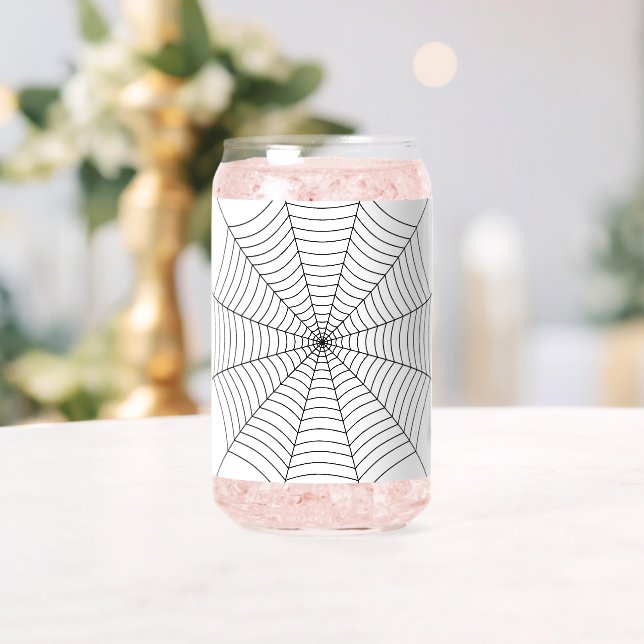 Black and White spider web Halloween pattern Can Glass (Insitu (Wedding))