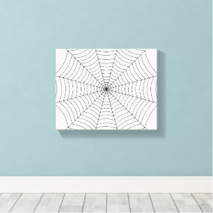 Black and White spider web Halloween pattern Canvas Print