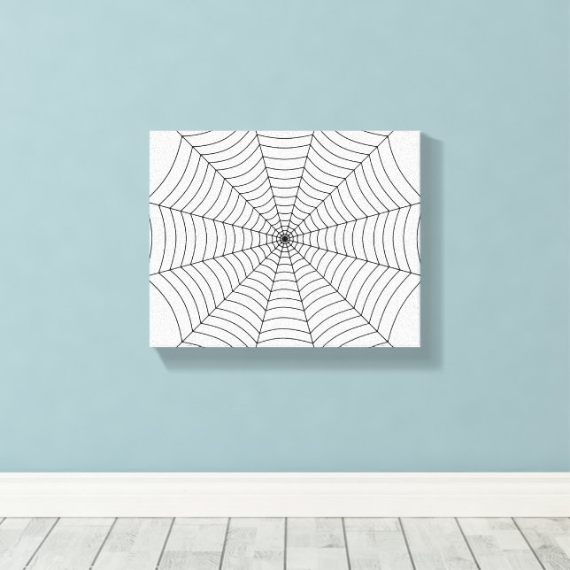 Black and White spider web Halloween pattern Canvas Print (Insitu(Wood Floor))