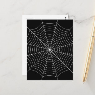 Black and White spider web Halloween pattern Postcard