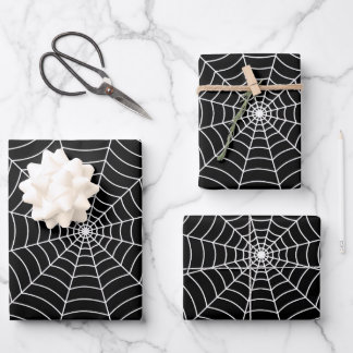 Black and White spider web Halloween pattern Wrapping Paper Sheet