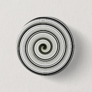 Black and white spiral 3 cm round badge