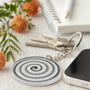 Black and white spiral key ring