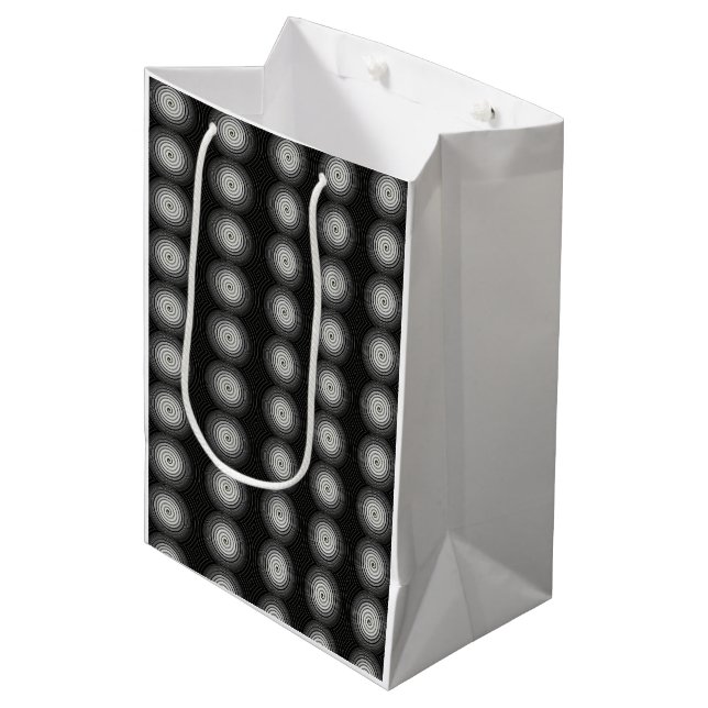 Black And White Spiral Medium Gift Bag (Front Angled)