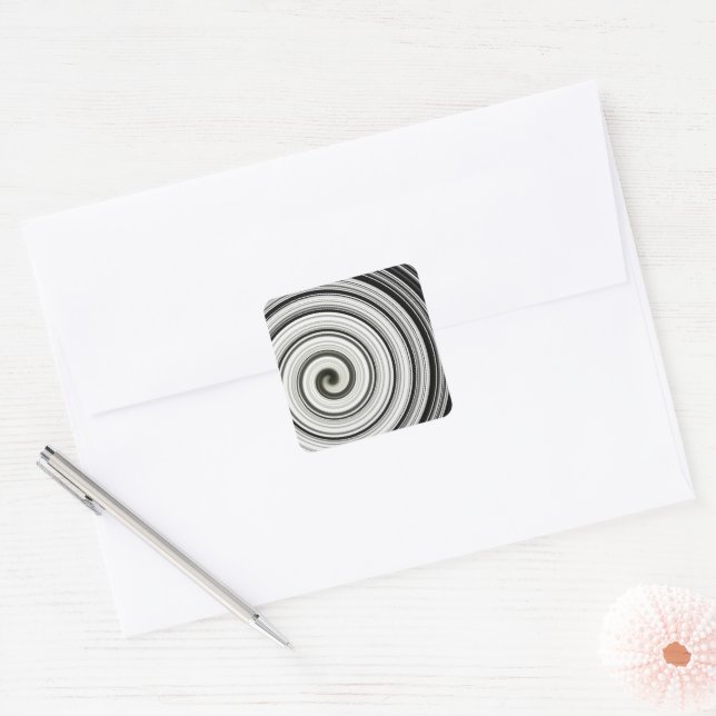 Black and white spiral square sticker (Envelope)