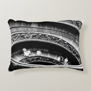 Black and White Spiral Staircase Decorative Cushion