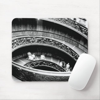 Black and White Spiral Staircase Mouse Pad