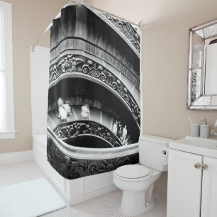 Black and White Spiral Staircase  Shower Curtain