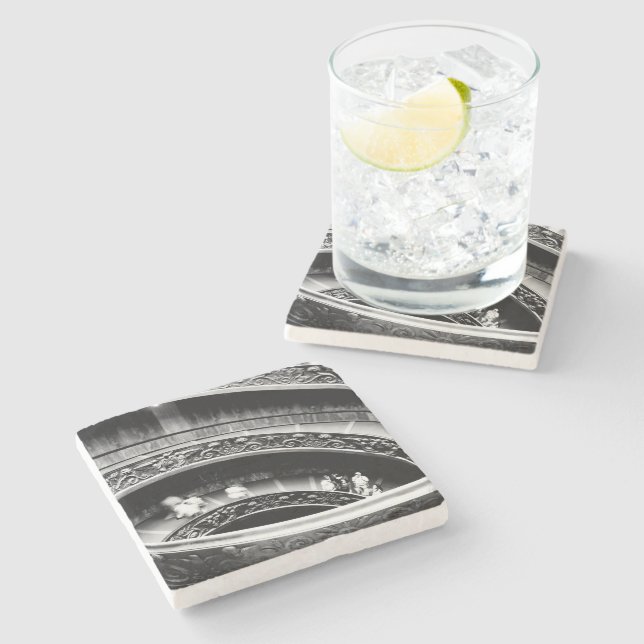 Black and White Spiral Staircase Stone Coaster (Side)