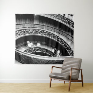 Black and White Spiral Staircase Tapestry