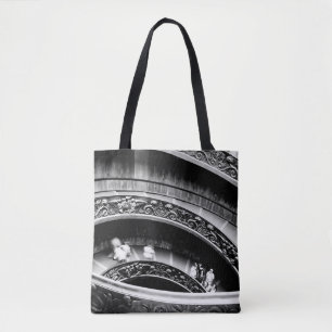 Black and White Spiral Staircase Tote Bag