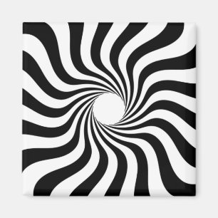 Black and white spiral starbust with hole magnet