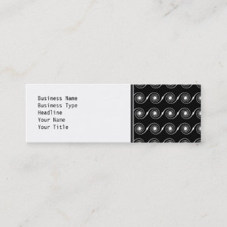 Black and White Spiral Swirl Pattern. Mini Business Card
