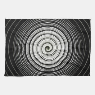 Black and white spiral tea towel