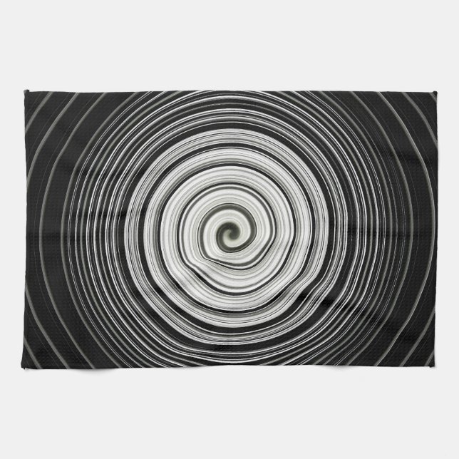 Black and white spiral tea towel (Horizontal)