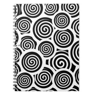 Black and white spirals vector pattern spiral notebook