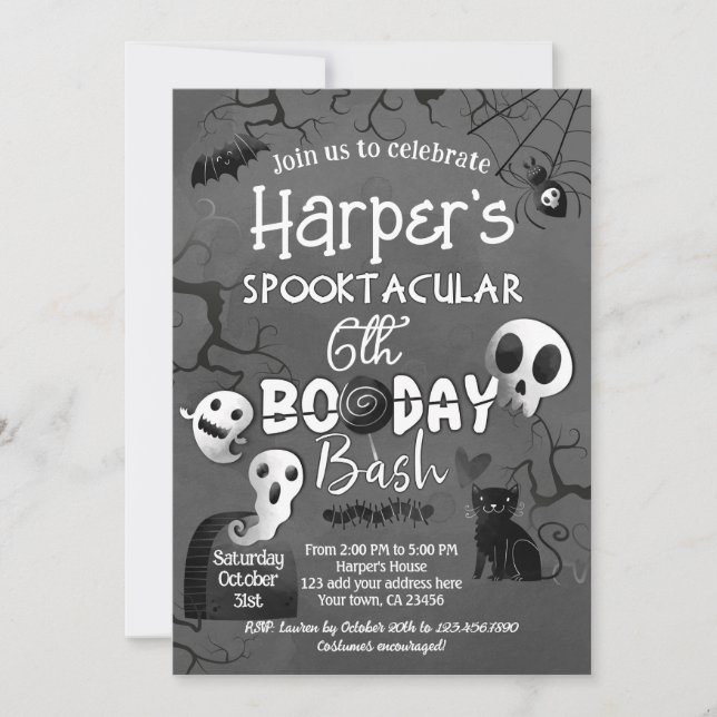 Black and White Spooktacular Halloween Invitation (Front)