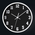 Black and White Sports Numbers Clock<br><div class="desc">Customise the black background colour to match your decor. Add your own image behind the sports team style clock numbers. Customise with personalised text to create your own wall clock gift. If needed, you will be able to change the colour of the wall clock numbers from white to something that...</div>