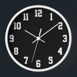 Black and White Sports Numbers Clock<br><div class="desc">Customise the black background colour to match your decor. Add your own image behind the sports team style clock numbers. Customise with personalised text to create your own wall clock gift. If needed, you will be able to change the colour of the wall clock numbers from white to something that...</div>