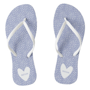 Black and white spot with heart personalised jandals