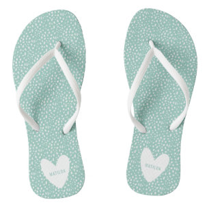 Black and white spot with heart personalized jandals