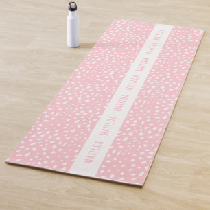 Black and white spot with pink stripe personalised yoga mat