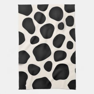 Black and white spots cow print tea towel
