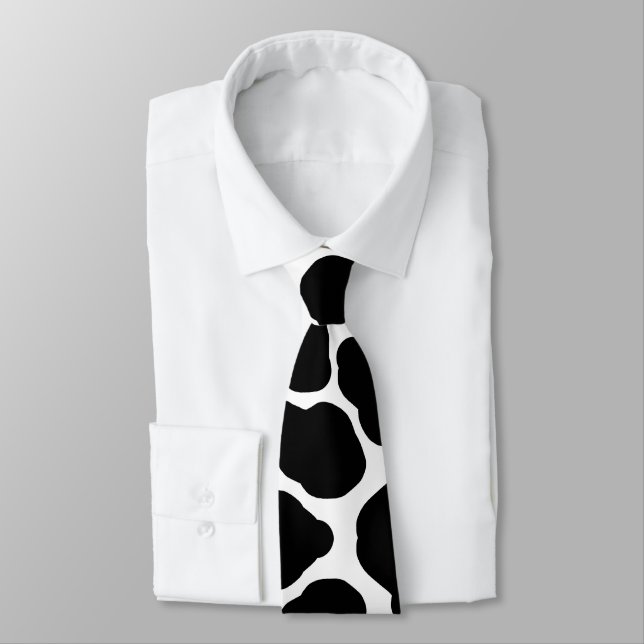 Black and White Spotted Cow Southwestern Print Tie (Tied)