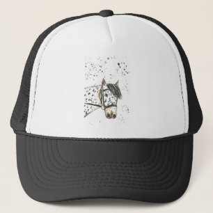 Black and white spotty watercolor animal horse trucker hat