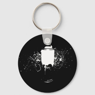 Black and White Spray Paint Can Splatter Art Key Ring