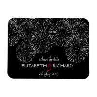 Black and white spring flowers "Save the date"