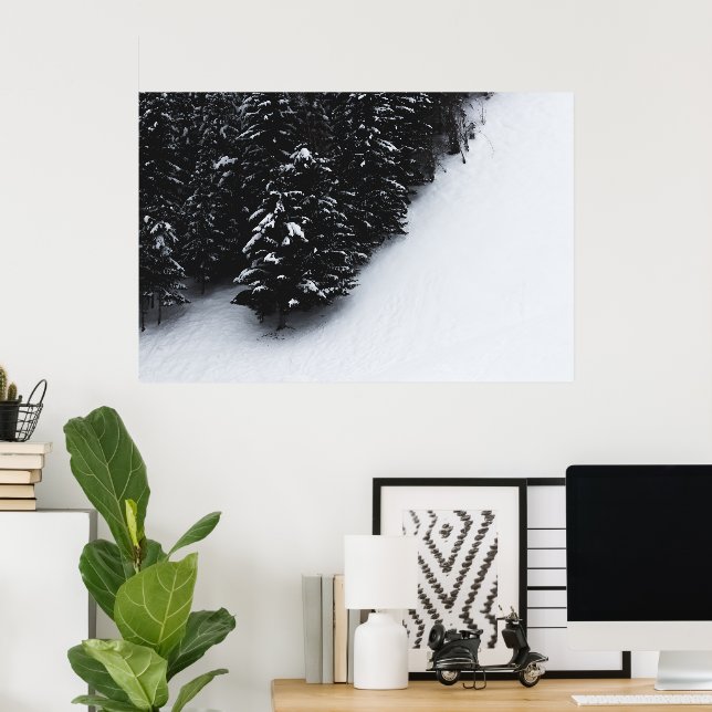 Black and white spruce forest and snow poster (Home Office)