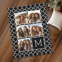 Black and White Square 5 Photo Collage Monogram
