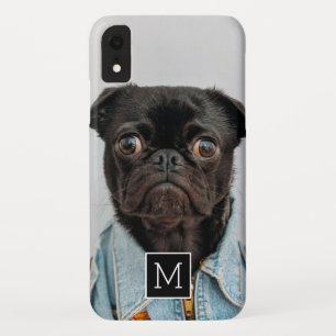 Black and White Square Monogram add your photo Case-Mate iPhone Case
