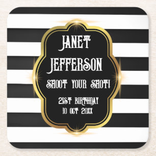 Black and White Square Paper Coaster